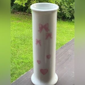 Pink Bow and Heart Vase 7”